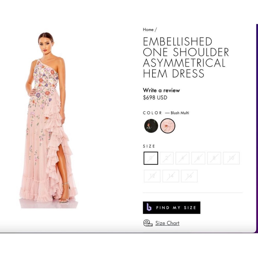 MAC DUGGAL 9164 - EMBELLISHED ONE SHOULDER ASYMMETRICAL HEM DRESS Size 8 Formal - Picture 14 of 14
